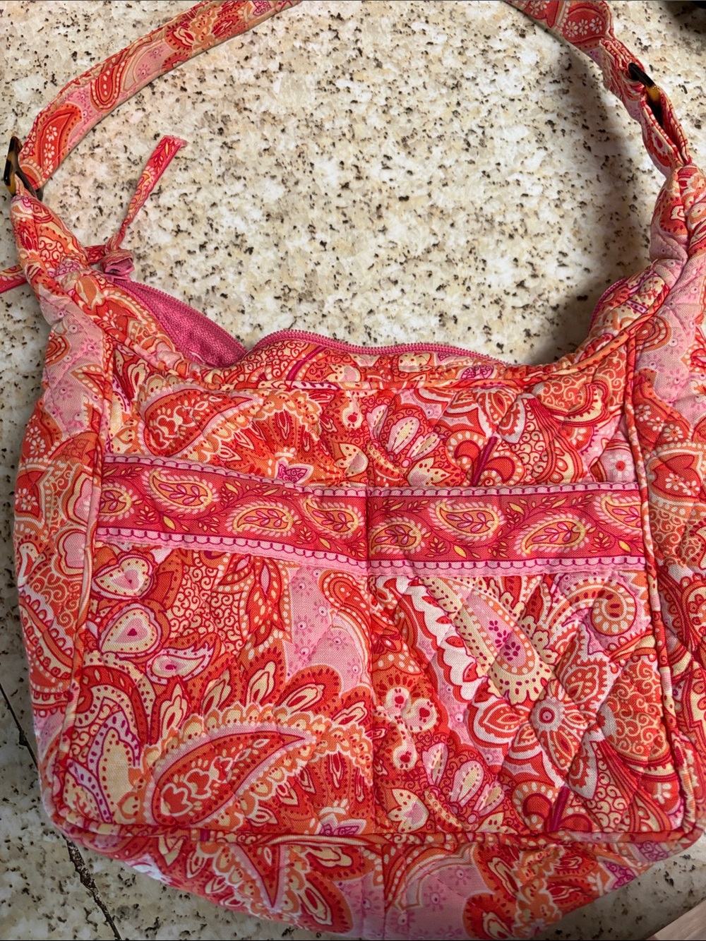 Vera Bradley Paisley Quilted Shoulder Bag in Pink & Coral